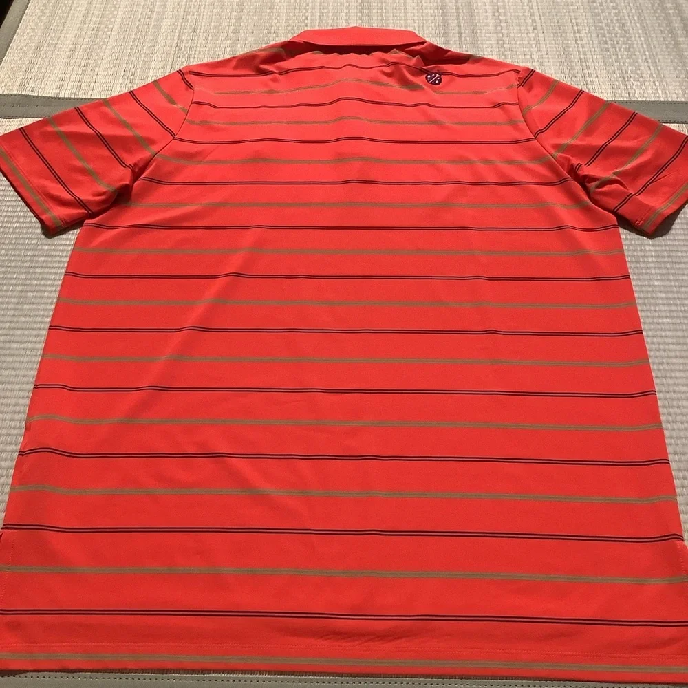 RLX Ralph Lauren Orange and Green Striped Polo Shirt